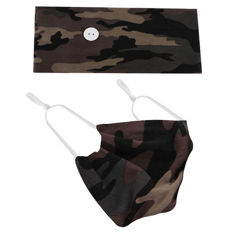 Button headband mask headscarf hair accessory 2-piece set