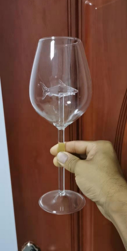 Verres à vin rouge avec requin à l'intérieur Verres à pied en verre transparent sans plomb pour la maison, le bar, les fêtes HFing