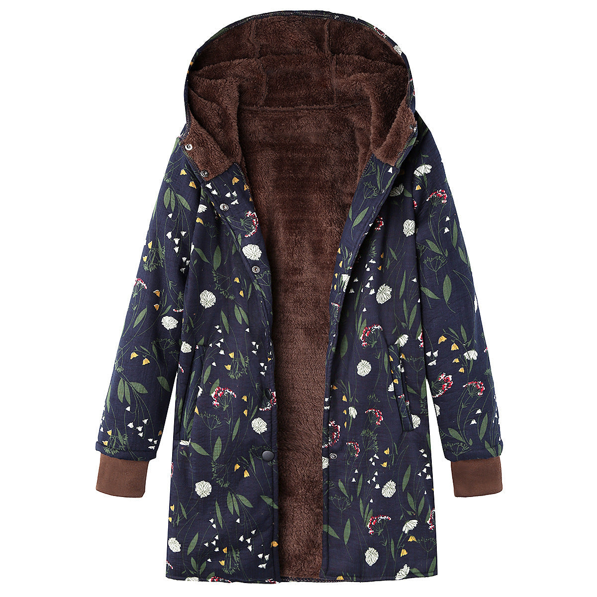 Veste à capuche grande taille à imprimé floral rétro
