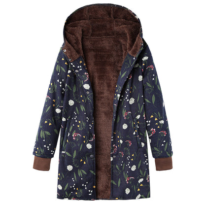 Veste à capuche grande taille à imprimé floral rétro