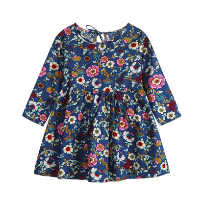 Robe en coton à manches longues à motif floral pour enfants