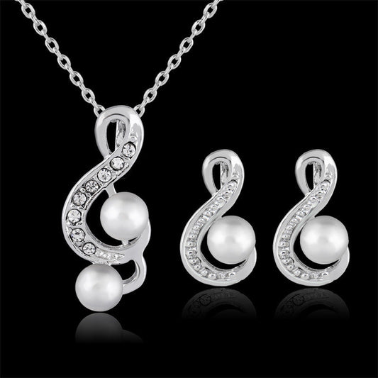 Juego de dos piezas de perlas de moda, joyería nupcial de Danbi, simple y elegante