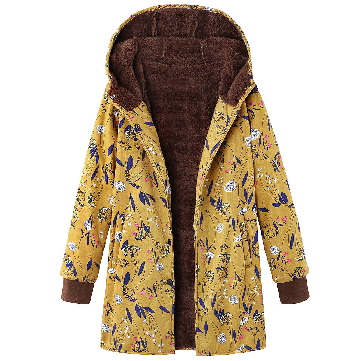 Veste à capuche grande taille à imprimé floral rétro