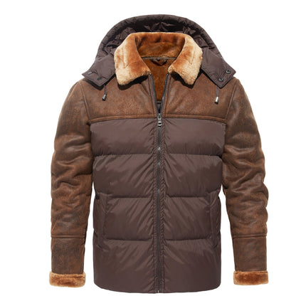 Men's Coat Autumn And Winter Hooded Fur Integrated Winter Clothing Coat