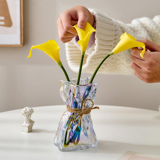 Accessoires de décoration de table nordique en verre, vase à fleurs séchées