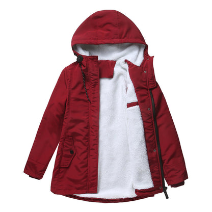 New Style Warm Coat For Fall Winter Women's European Size Thickened Plus Velvet Cotton Coat