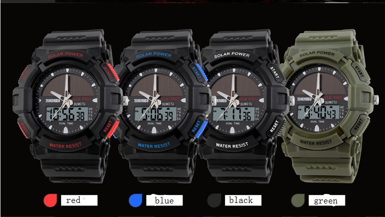 Solar Sport Watch – Waterproof Double Display for Outdoor & Everyday Wear