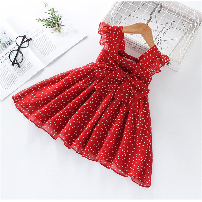 Robe de princesse en mousseline à pois pour enfants