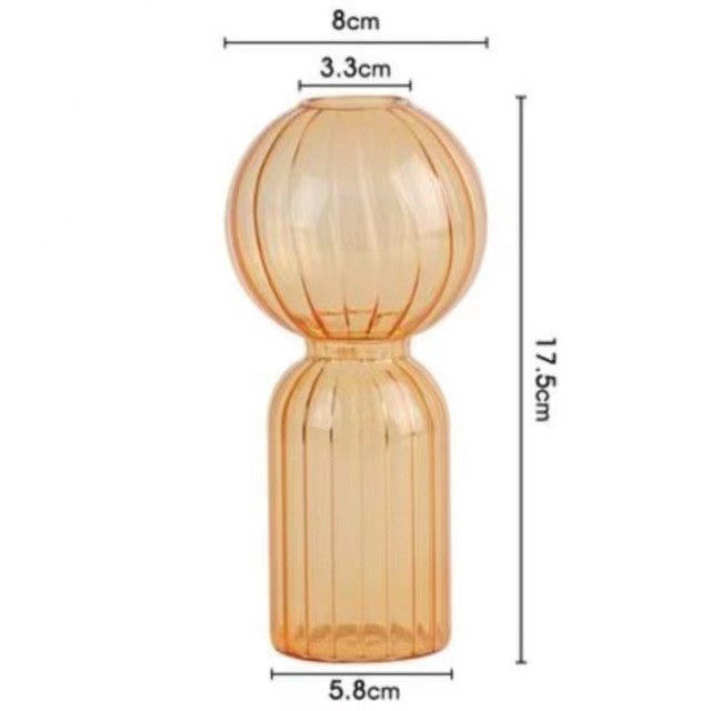 Vase en verre créatif ins, vase en verre transparent rayé, ornements décoratifs de table, vase simple pour fleurs hydroponiques