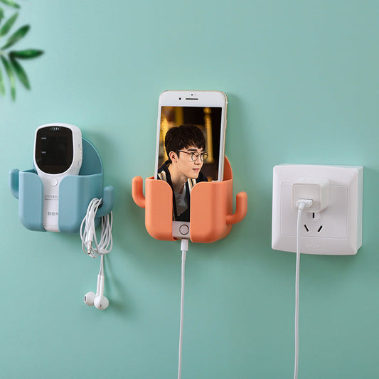Caja de almacenamiento multifuncional montada en la pared Soporte de carga para teléfono móvil Caja de almacenamiento para control remoto Soporte de carga montado en la pared para enchufe