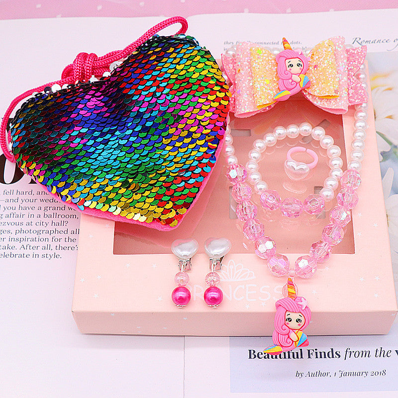 Ensemble de bijoux collier et bracelet queue de sirène pour enfants
