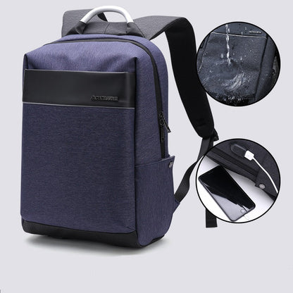 New black Computer backpack men''s European and American trend schoolbag