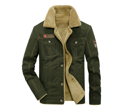 Veste homme Air Force One épaisse en coton, avec revers en velours et doublure, pour l'hiver