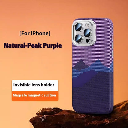 Carbon Fiber Kevlar Magnetic iPhone 15 & 16 Case – Frosted MagSafe-Compatible with Kickstand