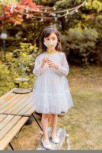 Girls puff sleeve super fairy white gauze skirt