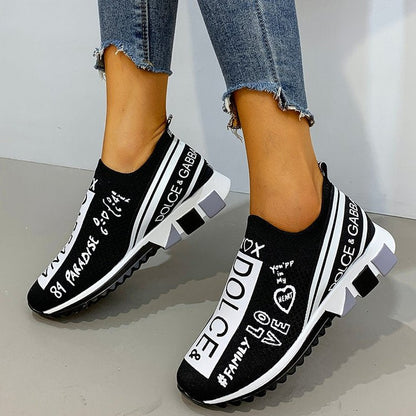 Chaussures Femme à Chaussettes Tricotées Respirantes Chaussures de Sport pour Couple