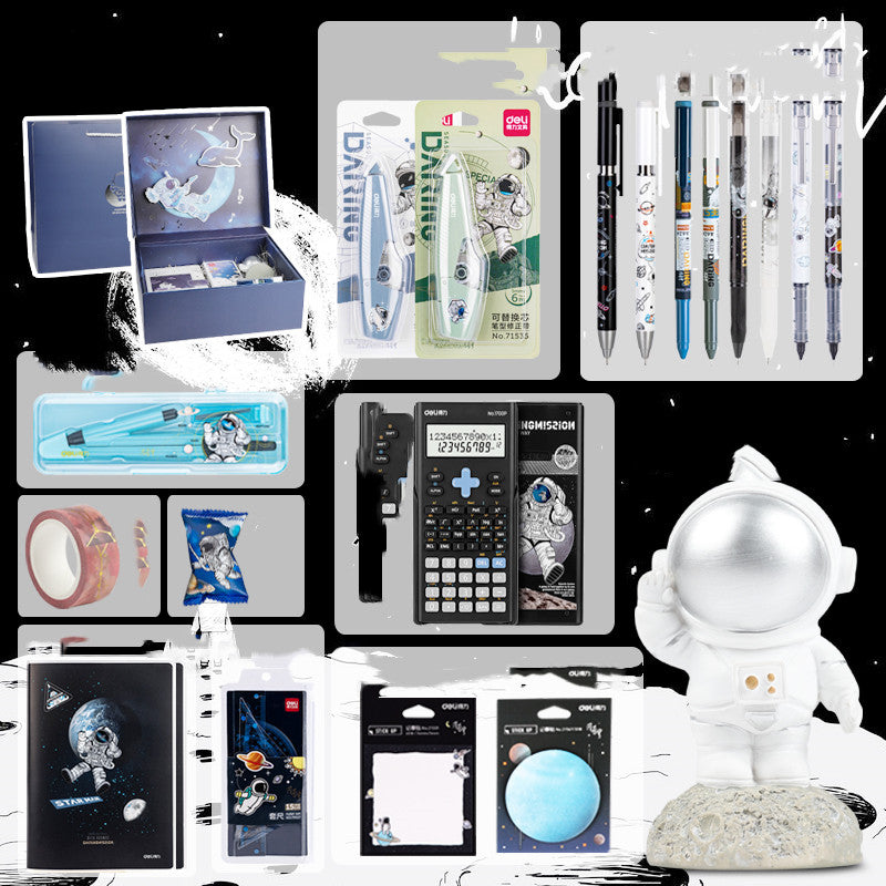 Set de regalo de papelería para exploración de la galaxia del universo, oferta de caja de regalo de cumpleaños, cuaderno de astronauta, agenda creativa