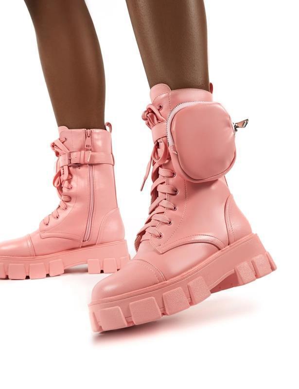 Round head female motorcycle riding boots