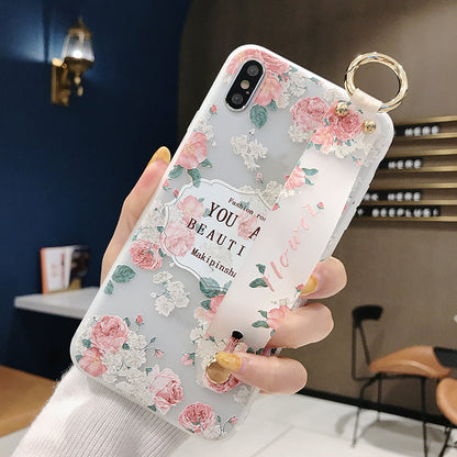Rose Painted Relief Wrist Strap Bracket