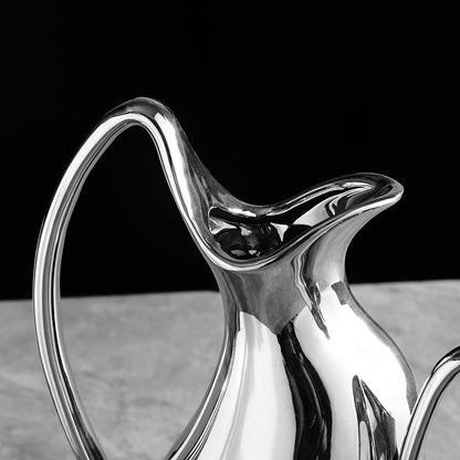 Vase en céramique argenté en forme de pot pour salon, modèle de fleur, décoration douce
