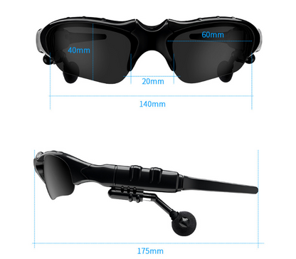 Midnight Black Titan Audio Specs | IPX4 Waterproof Smart Bluetooth 5.0 Sports Sunglasses with Wireless Mic & Open-Ear Audio