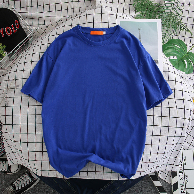 Hong Kong Style Men’s Solid T-Shirt – Loose Mid-Sleeve | S–5XL
