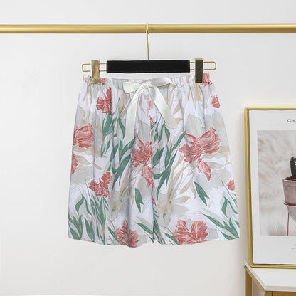 Pantalon de pyjama en soie de coton pour femme, short d'été fin et décontracté