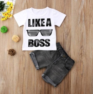 Boys Short Sleeve Letter Apparel