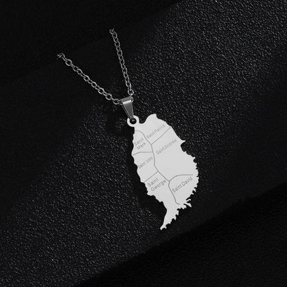 Stylish And Personalized Titanium Steel Smooth Golden Grenada Map