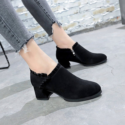 Bottes Martin givrées pour femmes style britannique, bottes courtes pour enfants, bottes à talons épais, bottes à outils, bottes à talons hauts pointus pour femmes, bottes simples printemps et automne