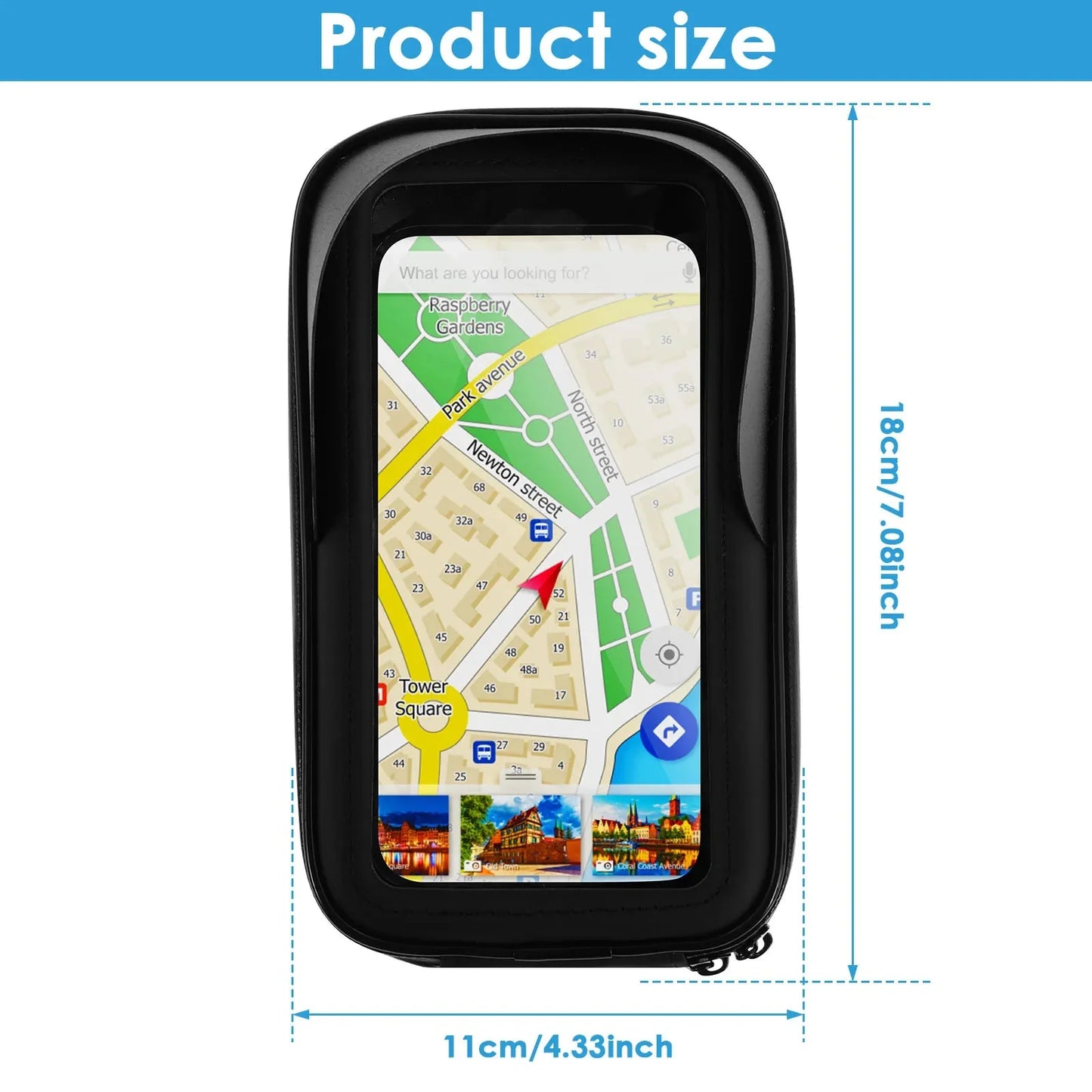 360° Rotatable Waterproof Bike Phone Holder Bag Touchscreen and Sunshade