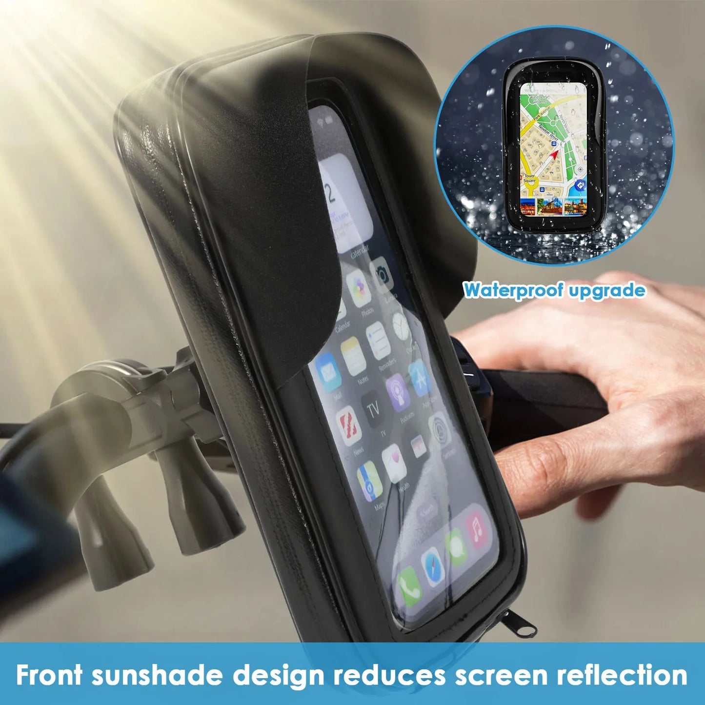 360° Rotatable Waterproof Bike Phone Holder Bag Touchscreen and Sunshade