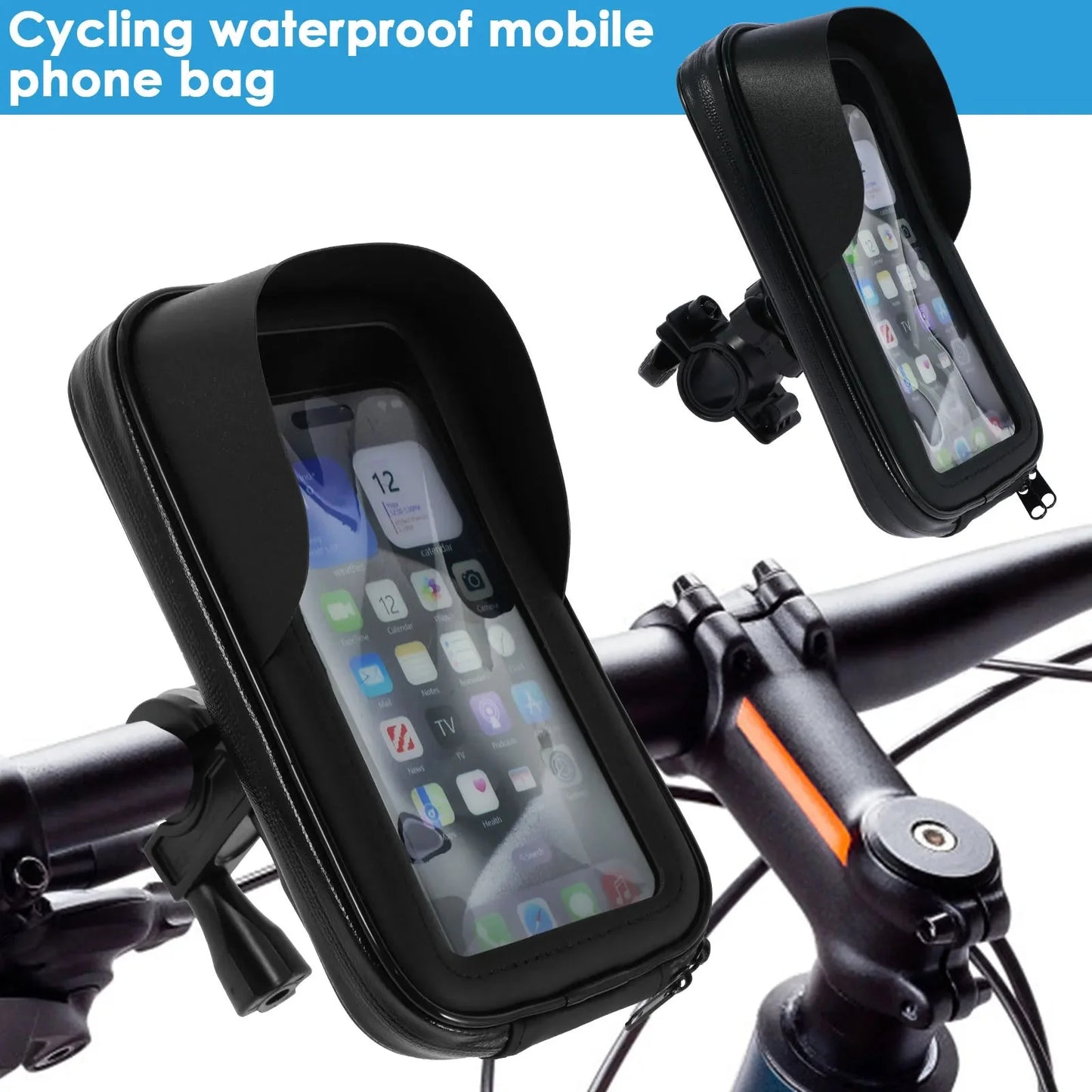 360° Rotatable Waterproof Bike Phone Holder Bag Touchscreen and Sunshade