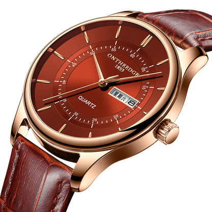 Round Waterproof Belt Quartz Watch
