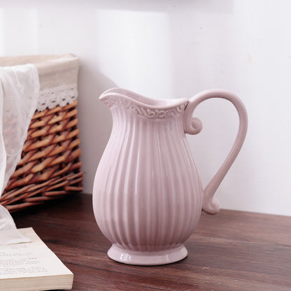 Home Fashion Simple Solid Color Ceramic Flower Pot Vase