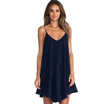 Summer plus size chiffon dress loose suspender skirt