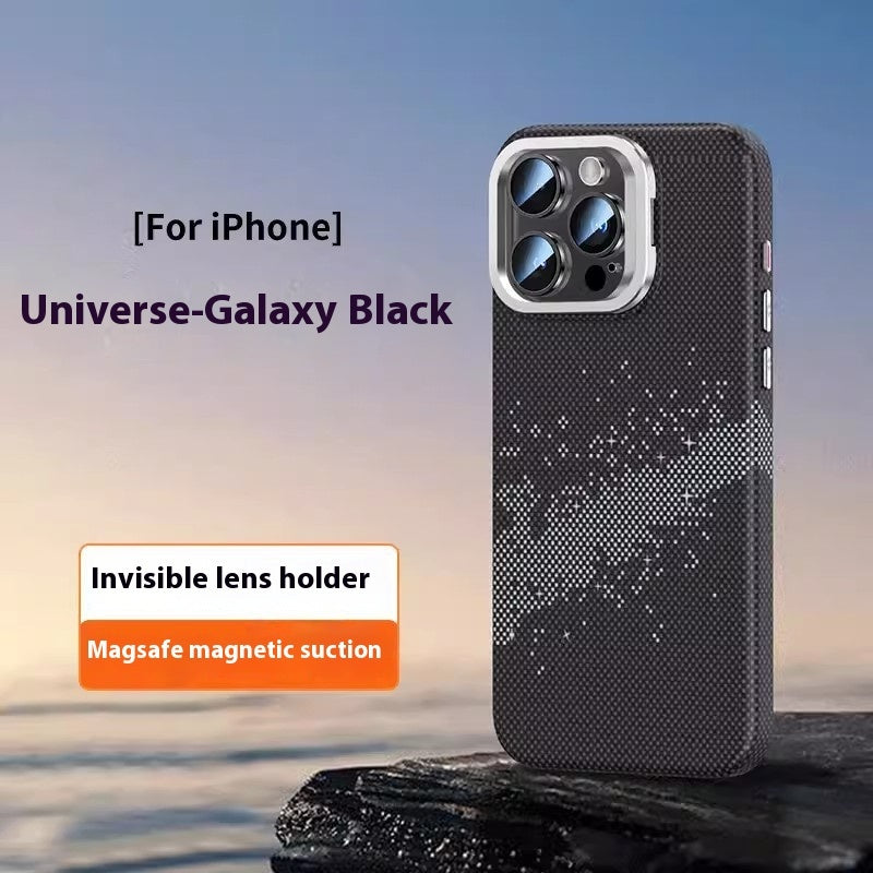 Carbon Fiber Kevlar Magnetic iPhone 15 & 16 Case – Frosted MagSafe-Compatible with Kickstand
