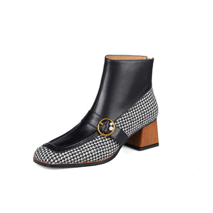 Bottes à talons hauts en cuir pour femmes grandes tailles