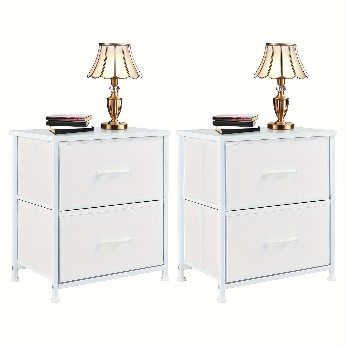 Set of 2 Nightstands with Drawers, Small End Tables with Storage for Bedroom & Office