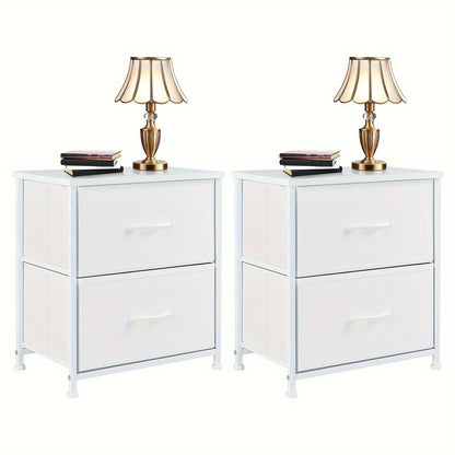 Set of 2 Nightstands with Drawers, Small End Tables with Storage for Bedroom & Office