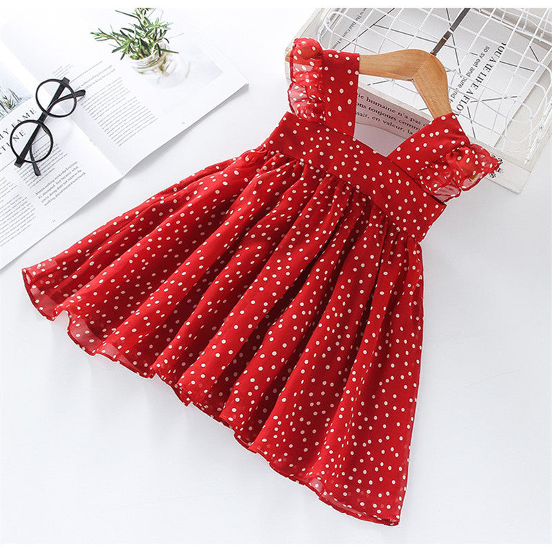 Robe de princesse en mousseline à pois pour enfants