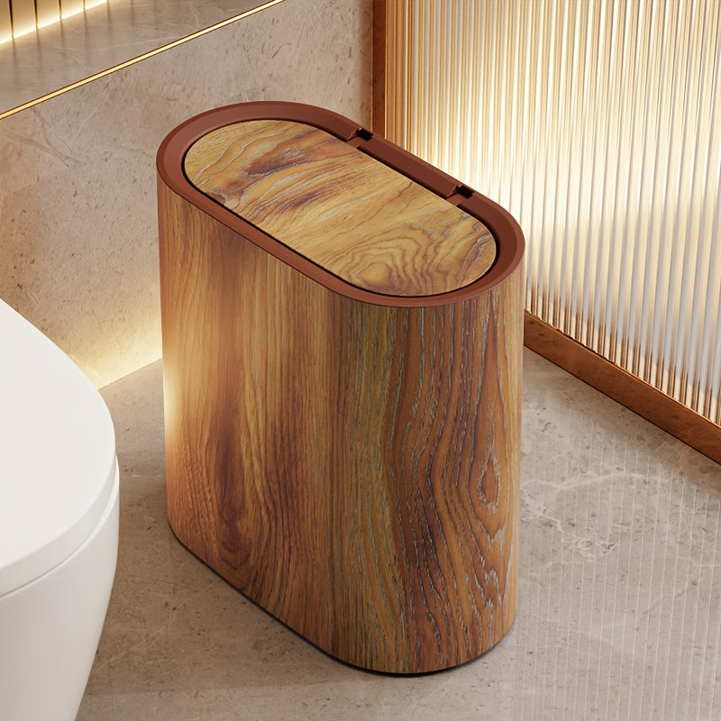 Cubo de Basura de Mármol para Baño con Tapa, Papelera de Cocina Pequeña Ovalada