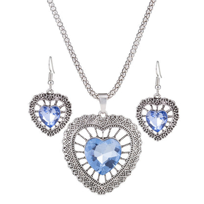 Vintage Crystal Rhinestone Double Heart Set