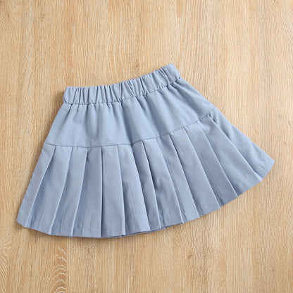 Suit Collar Long Sleeve Button Top Princess Pleated Skirt Camisole 3 Piece Set