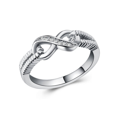 Fashion Women's Rings Copper Plated White Gold and Zircon Wedding Rings