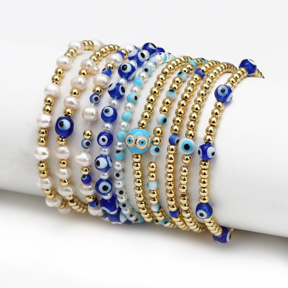 Women's Evil Eye Beads Bracelet Set – Colorful Boho Stackable Bracelets for Protection & Style