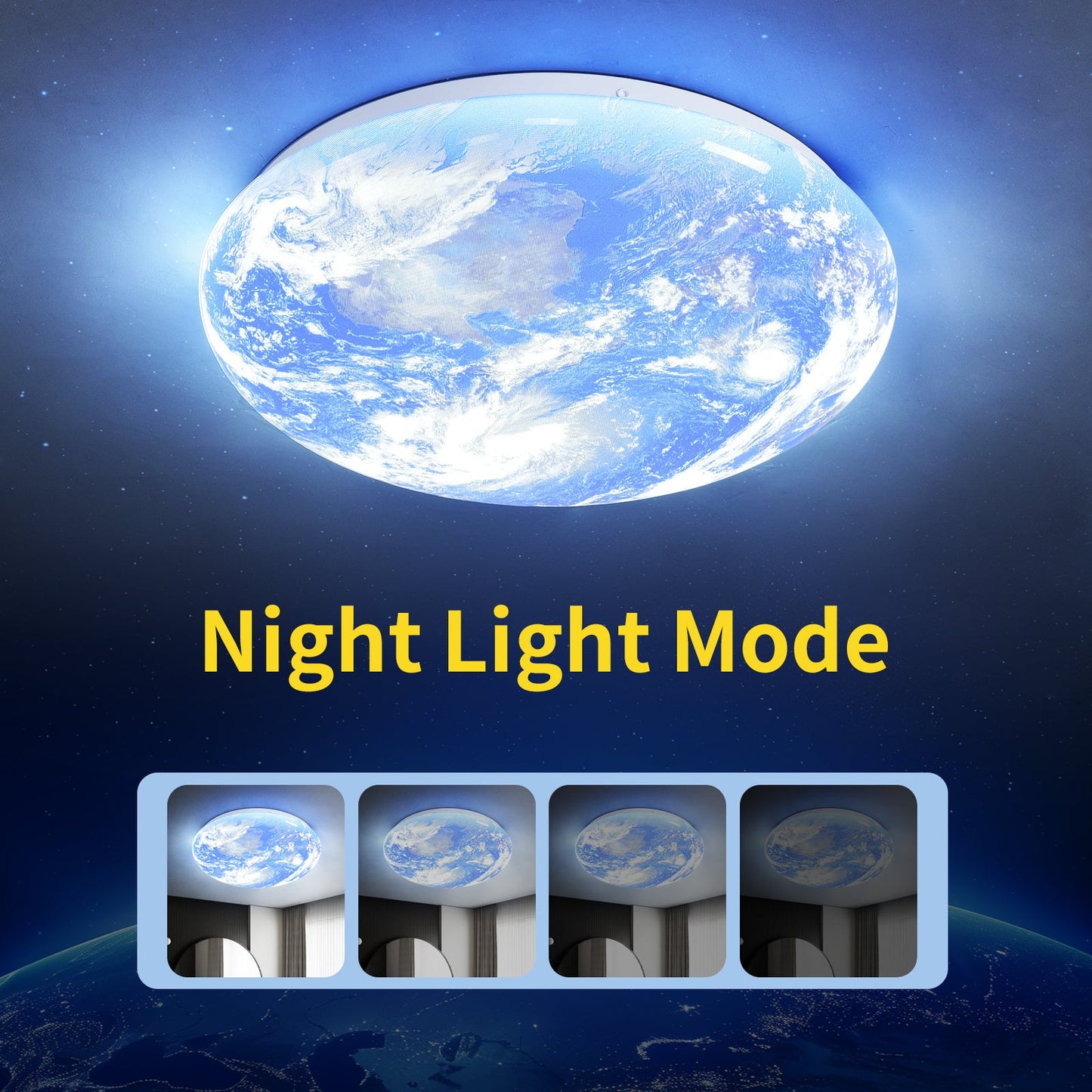 Modern LED Flush Ceiling Light Earth Globe 3CCT Daylight White Smart Control