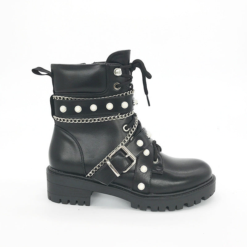 Botas de motocicleta todoterreno estilo británico para mujer
