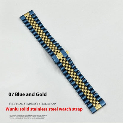 Five-bead Cow Ring Solid Stainless Steel Strap