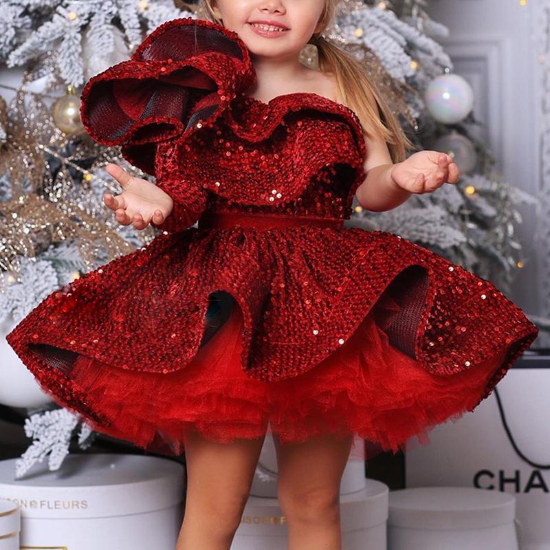 Vestido de niña Nuevo disfraz Niña de las flores Manga larga Pasarela Princesa